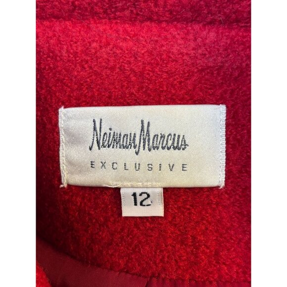 Neiman Marcus Red Wool Jacket Size 12 Button-Front - Picture 7 of 8